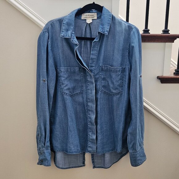 Anthropologie Cloth & Stone Western Coastal Chambray Shirt - Picture 2 of 6